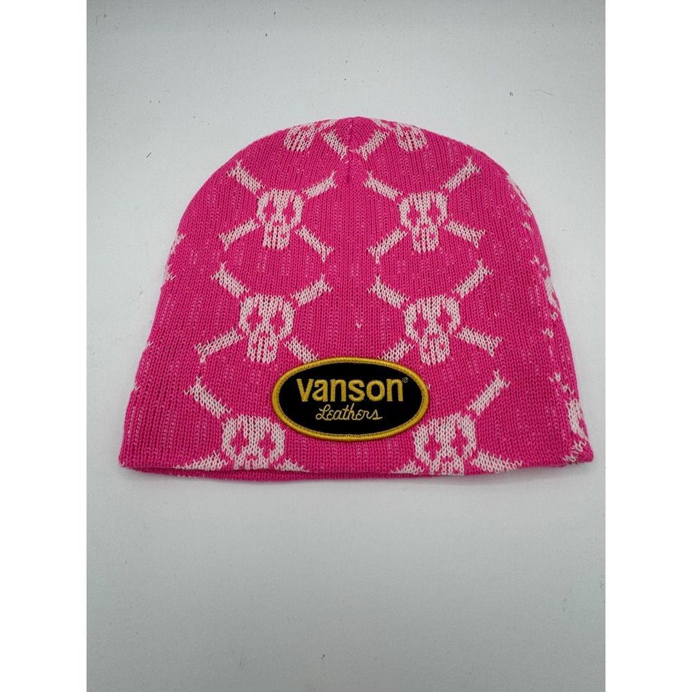 Supreme Vanson Leathers Skull Beanie Pink FW26 White Skulls Streetwear OS